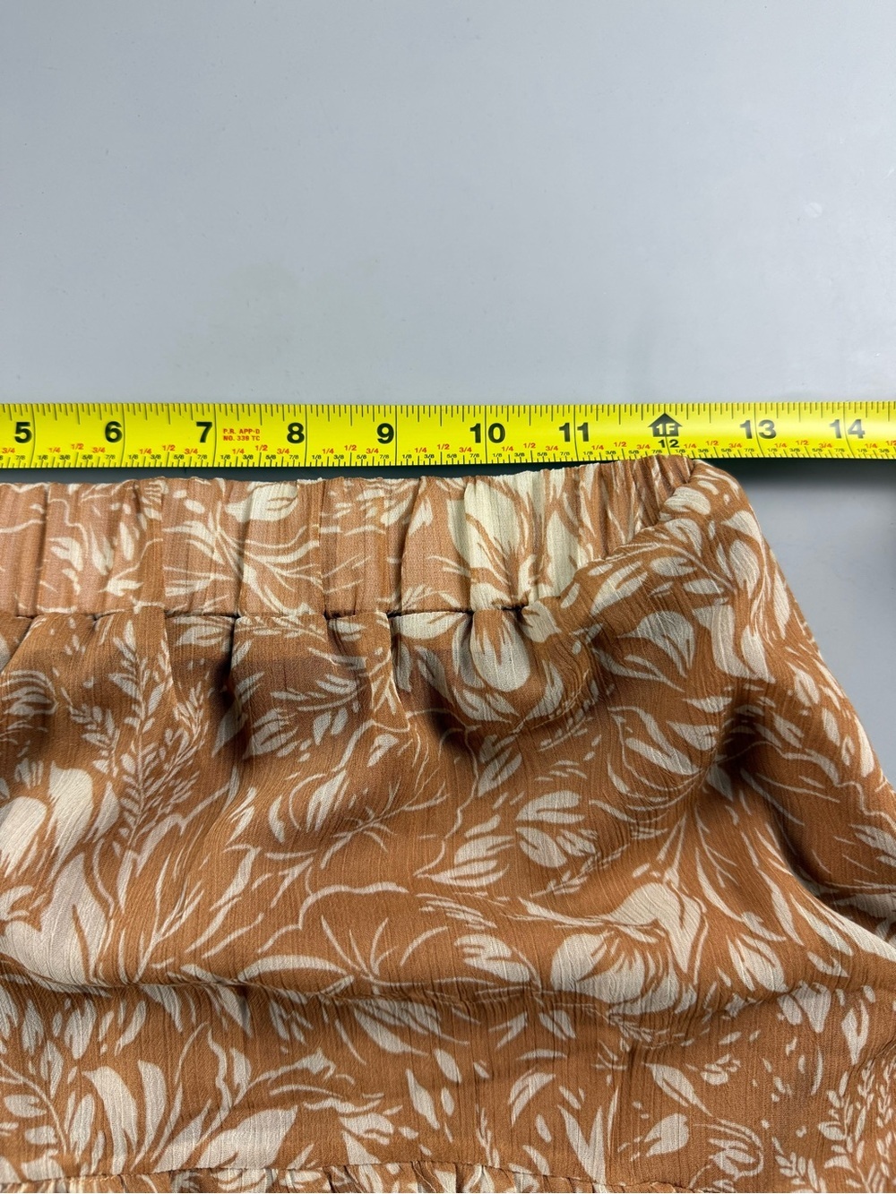 Promesa Floral Tiered Ruffle Maxi Skirt Tan Cream Boho Womens Small - Picture 6 of 8